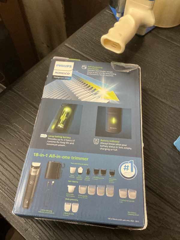 Photo 1 of Philips Norelco Multigroom 5000 Series, All-in-One Trimmer and Hair Clipper, 18-Piece Men's Grooming Kit for Beard, Face, Hair, Body and Intimate Areas, No Blade Oil Needed, Model MG5910/49