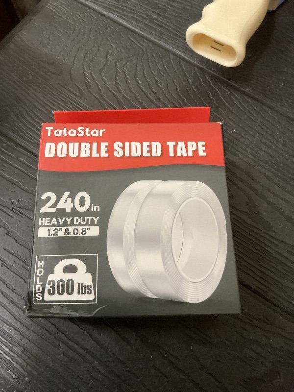 Photo 1 of 2 Rolls Double Sided Tape Heavy Duty - 240" x 1.2" & 0.8" - Removable Nano Tape for Poster Carpet Picture Hanging Strip Rug Wall Outdoor - Clear & Strong Adhesive Multipurpose Mounting Tape - 20 Feet