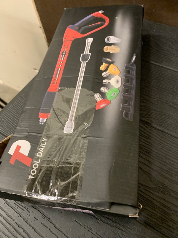 Photo 1 of Tool Daily Deluxe Pressure Washer Gun, with Replacement Wand Extension, 5 Nozzle Tips, M22 Fitting, 40 Inch, 5000 PSI