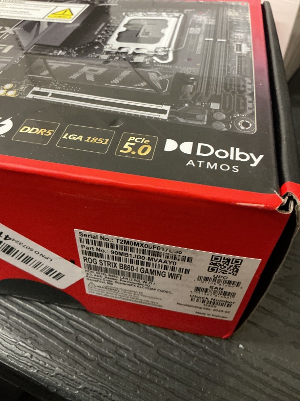 Photo 1 of ASUS ROG STRIX B860-I GAMING WIFI B860 LGA 1851 mITX Mini-ITX motherboard, Intel® Core™ Ultra Series 2 Ready, Advanced AI ready, 10+1+2+1 stage, DDR5, 2.5G LAN, WiFi7, M.2, Thunderbolt™ 4, USB Type-C®