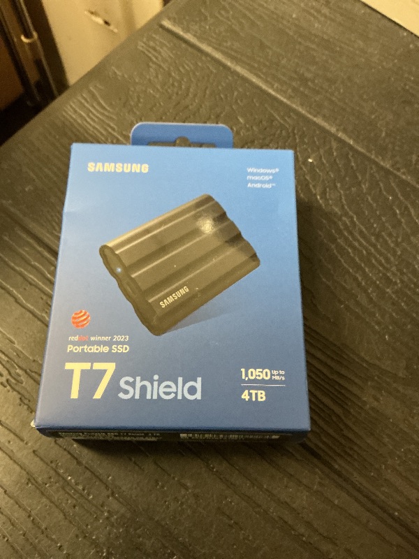 Photo 1 of Samsung T7 Shield 4TB Portable SSD - 1050MB/s, Rugged, Water & Dust Resistant, for Content Creators - Black