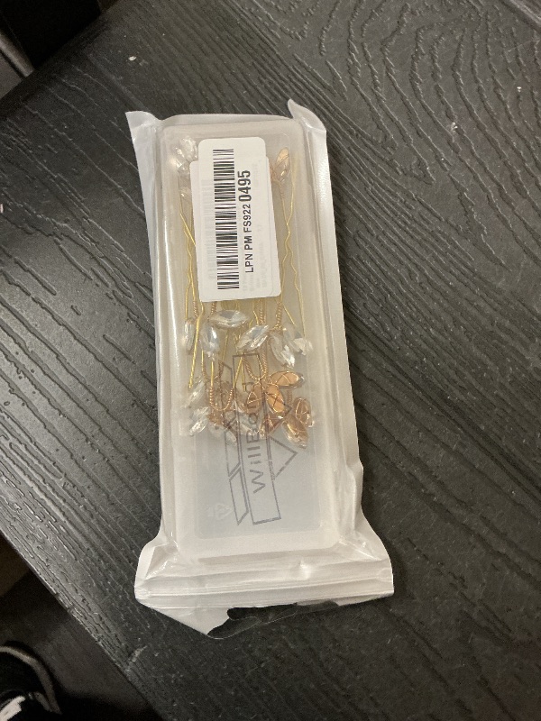 Photo 1 of 10 Pieces Crystal Wedding Hair Pins Rhinestone Bridal Hair Clips Pins for Bride Bridesmaids Women (Gold)