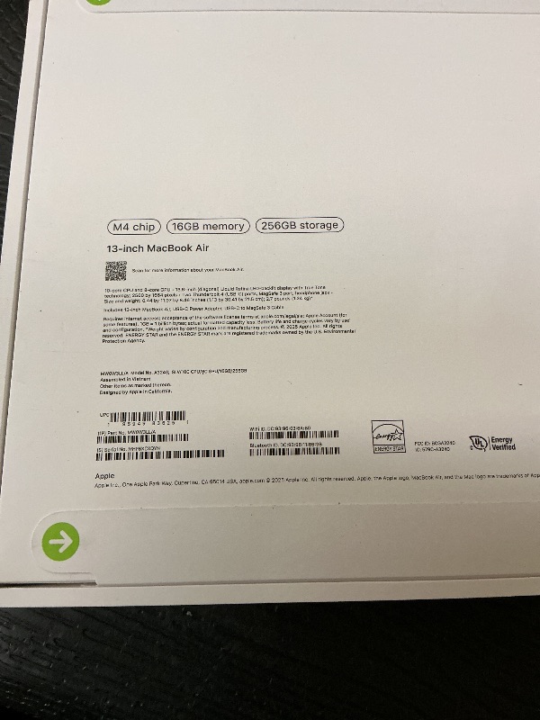 Photo 1 of Apple 2025 MacBook Air 13-inch Laptop with M4 chip: Built for Apple Intelligence, 13.6-inch Liquid Retina Display, 16GB Unified Memory, 256GB SSD Storage, 12MP Center Stage Camera, Touch ID; Silver