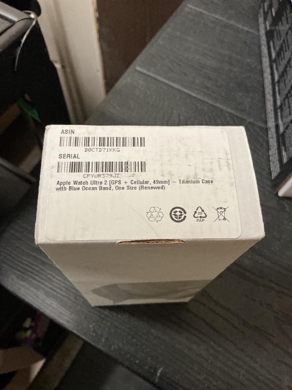 Photo 1 of Apple Watch Ultra 2 [GPS + Cellular, 49mm] - Titanium Case with Blue Ocean Band, One Size (Renewed)