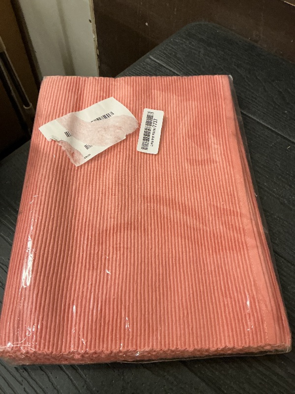 Photo 1 of 100% Cotton Ribbed Placemats - Set of 6-13 x 19 Inches - Peach - Everyday/Thanksgiving/Fall Cloth Table Mats - Thick Construction, Washable & Reusable Cloth Place Mats - by AVKA Studio