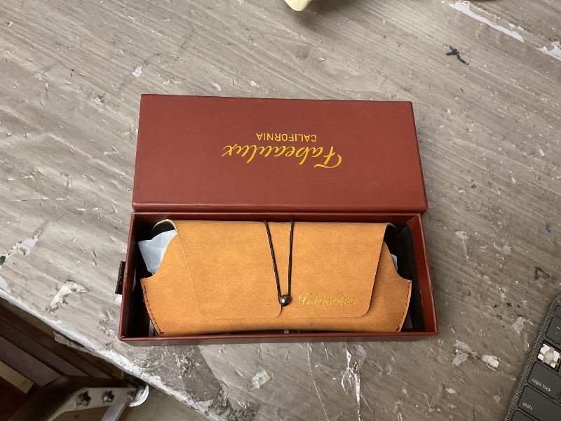 Photo 1 of SEE NOTES AND PICTURES ,,,,,,,,,Fa.Beau.Lux Premium Clear Round Blue Light Blocking Glasses with Wood Temple, Clip-On Compatible Frame, Unisex Design (Gold Amber Orange Night Blue Blocker)