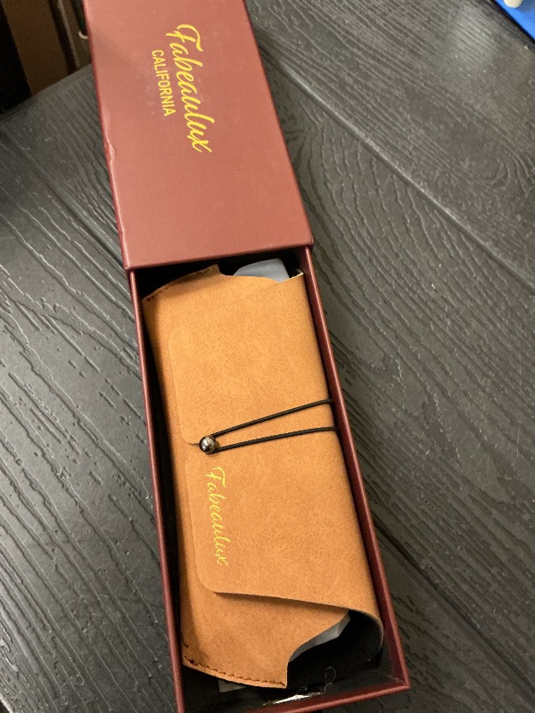 Photo 1 of SEE NOTES AND PICTURES ,,,,,,,,,Fa.Beau.Lux Premium Clear Round Blue Light Blocking Glasses with Wood Temple, Clip-On Compatible Frame, Unisex Design (Gold Amber Orange Night Blue Blocker)