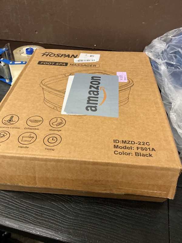 Photo 1 of HOSPAN Collapsible Foot Spa with Heat, Bubble, Red Light, and Temperature Control, Foot Bath Massager with 8 Shiatsu Massage Rollers, Pedicure Foot Spa for Relaxation and Stress Relief, Black