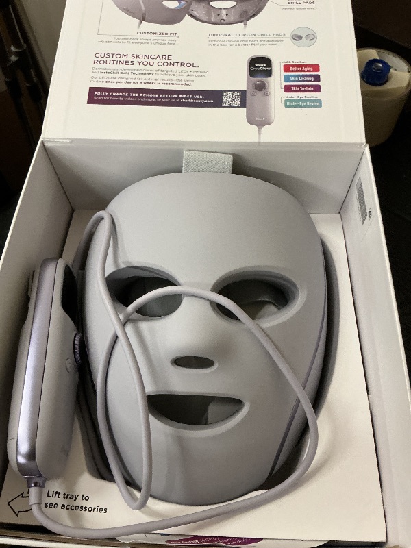 Photo 1 of Shark CryoGlow LED Face Mask with Under-Eye Cooling, Anti-Ageing & Blemish Repair, Red & Blue LED, Infrared Light Therapy, USB-C, Remote Control, Storage Bag, Lilac Chill, FW312PL