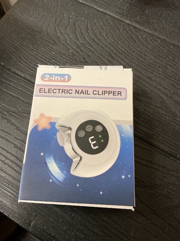 Photo 1 of 2-in-1 Electric Nail Clipper, Baby Nail Clipper with File & 3 Speed Gears, Baby Nail Trimmer Electric with LED Light & Storage Box, Automatic Nail Clippers for Baby, Adult, Seniors (White)