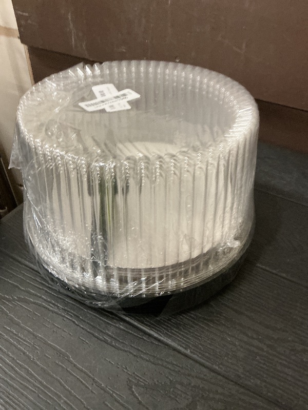 Photo 1 of 10 - 11" Plastic Disposable Cake Containers Carriers With Dome Lids And Cake Boards [5 Pack] And Cake Server | Round Bundt Cake Boxes / Cover | 2-3 Layer Cake Holder Display Containers For Transport