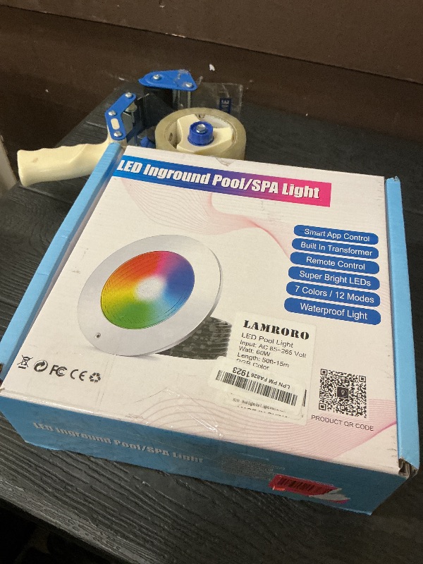 Photo 1 of Pool Lights for Inground Pool, 60W 10 Inch LED Inground Pool Light with Controller, Remote and APP Control for Wet Niche, Color Changing Underwater Swimming Pool Lights with 50 Foot Cord