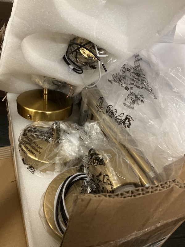 Photo 1 of MAYNA 3-Pack Brushed Brass Dining Room Light Fixtures, Modern Gold Pendant Lighting Over Island, Adjustable Rods Glass Chandelier for Kitchen Table (Bulbs Included)