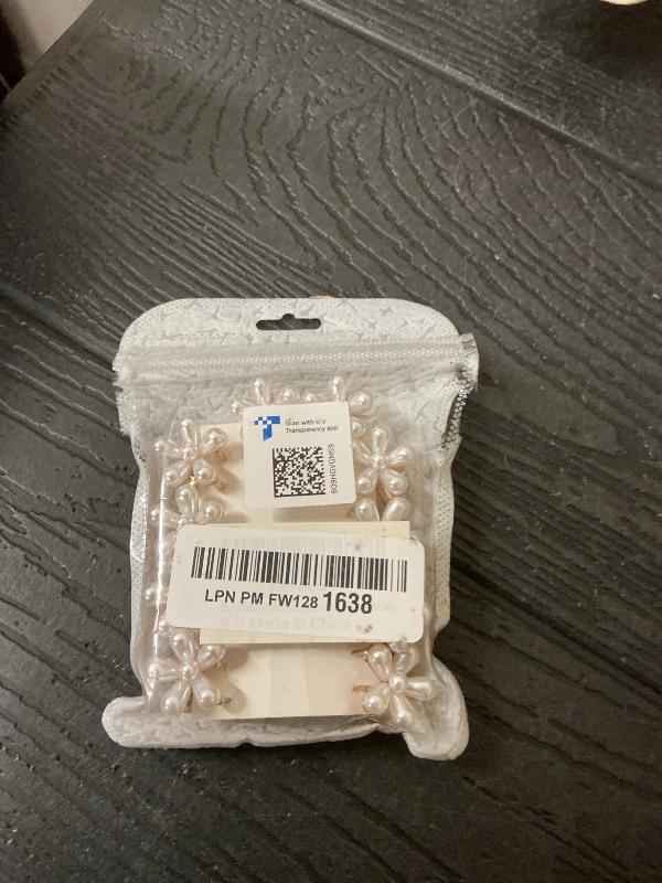 Photo 1 of 10 Pcs Small Mini Pearl Claw Clips with Flower Design, Sweet Artificial Bangs Clips Decorative Hair Accessories for Women Girls