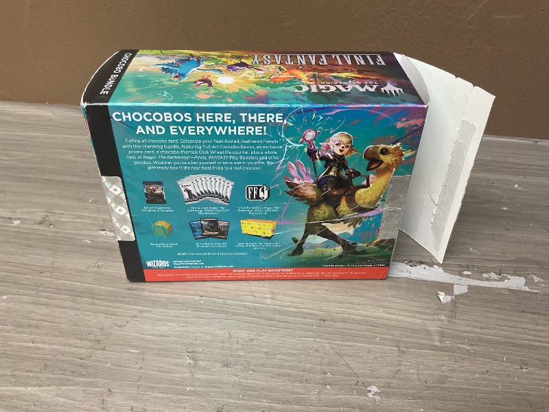 Photo 1 of Magic: The Gathering - Final Fantasy Chocobo Bundle (1 Chocobo Booster, 10 Play Boosters, 1 Alt-Art Promo Card, 1 Scene Card, 32 Basic Lands, 1 Click Wheel, and More)