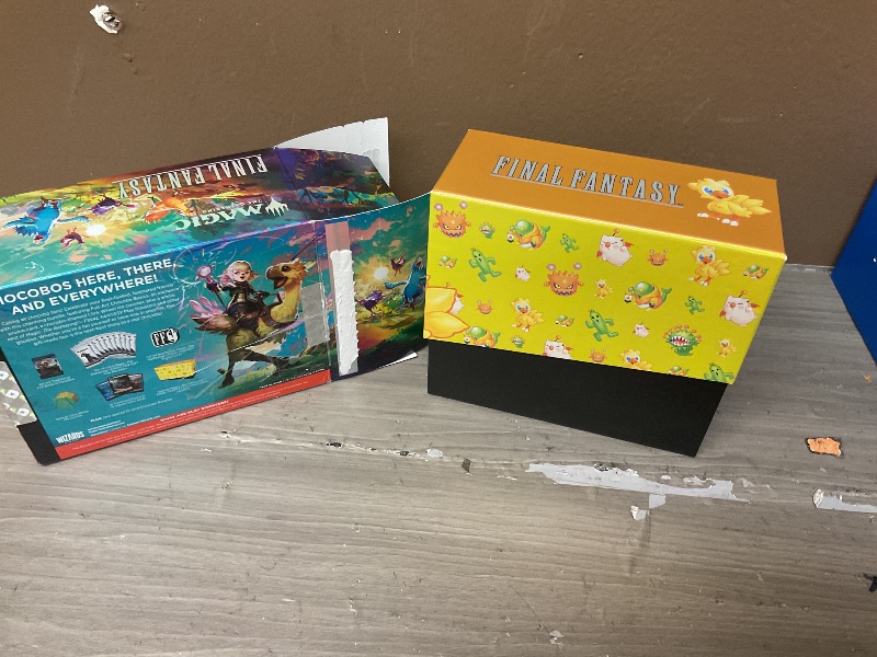 Photo 1 of Magic: The Gathering - Final Fantasy Chocobo Bundle (1 Chocobo Booster, 10 Play Boosters, 1 Alt-Art Promo Card, 1 Scene Card, 32 Basic Lands, 1 Click Wheel, and More)