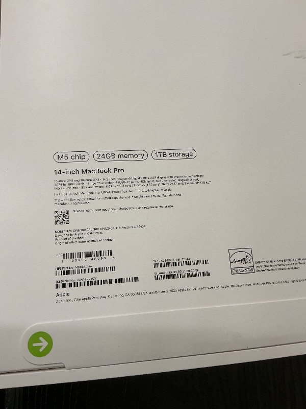 Photo 1 of Apple 2025 MacBook Pro Laptop with M5 chip with 10?core CPU and 10?core GPU: Built for Apple Intelligence, 14.2-inch Liquid Retina XDR Display, 24GB Unified Memory, 1TB SSD Storage; Space Black