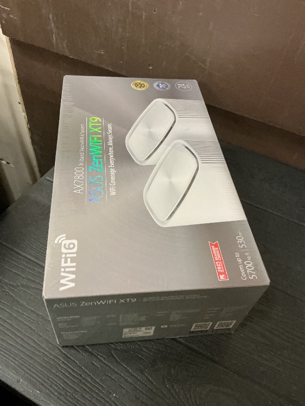 Photo 1 of ASUS ZenWiFi XT9 AX7800 Tri-Band WiFi6 Mesh WiFiSystem (2Pack), 802.11ax, up to 5700 sq ft & 6+ Rooms, AiMesh, Lifetime Free Internet Security, Parental Controls, 2.5G WAN Port, UNII 4, White