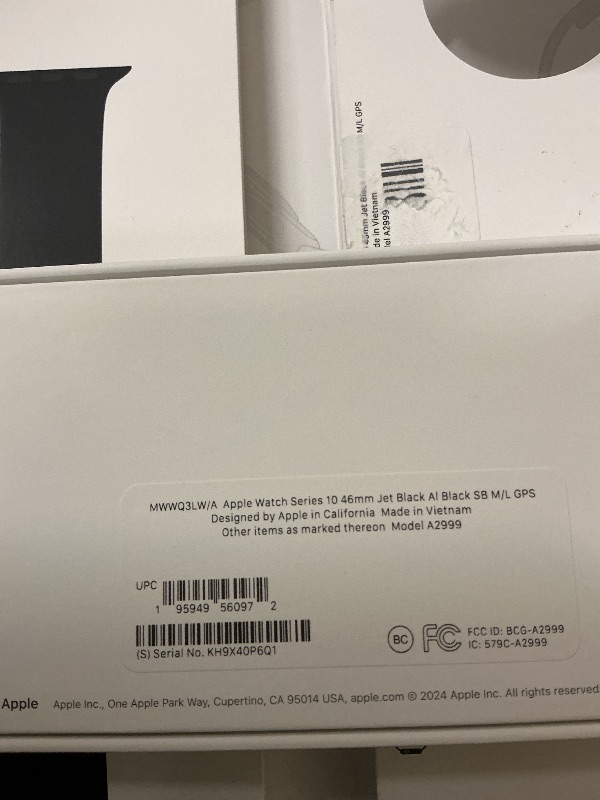 Photo 1 of Apple Watch Series 10 [GPS 46mm case] Smartwatch with Jet Black Aluminum Case with Black Sport Band - M/L. Fitness Tracker, ECG App, Always-On Retina Display, Water Resistant