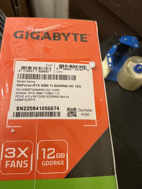 Photo 1 of GIGABYTE GeForce RTX 3080 Ti Gaming OC 12G Graphics Card, 3X WINDFORCE Fans, 12GB 384-Bit GDDR6X, GV-N308TGAMING OC-12GD Video Card