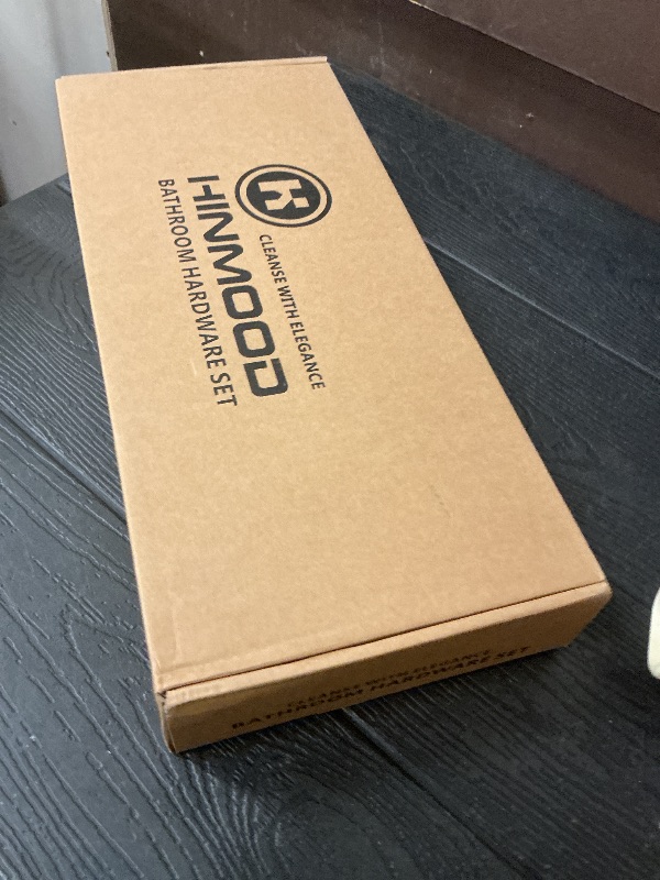 Photo 1 of Hinmood Bathroom Hardware Set Black 10 Pieces, Towel Bar Set Matte Black Stainless Steel Towel Rack Set Includes 2PCS 16'' Towel bar, 4PCS Towel Hooks, 2PCS Toilet Paper Holder and 2PCS Towel Ring