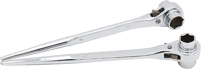 Photo 1 of 2-Pack Hexagon Scaffold Quick Wrench,Double Ended Socket Ratcheting Scaffold Wrench, (19mm/22mm) Nickel-Plated