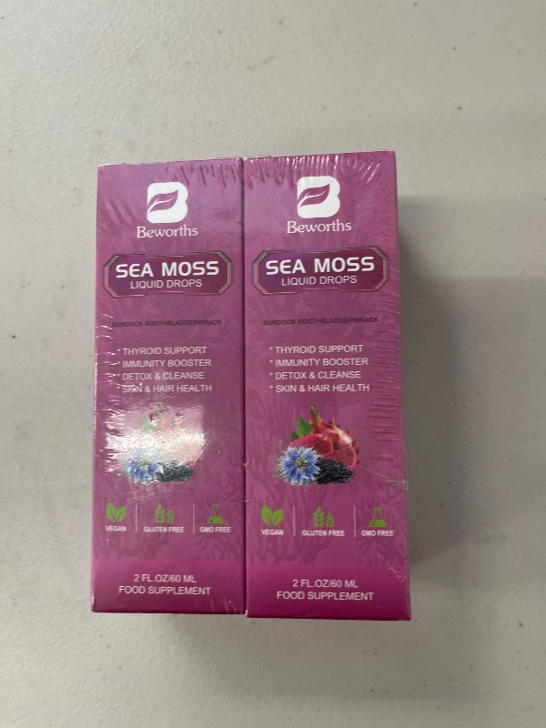 Photo 1 of B BEWORTHS Sea Moss Liquid Drops - Black Seed Oil & Irish Sea Moss Gel with Burdock Root Bladderwrack, Elderberry, Spirulina, Seamoss Supplement for Energy Booster, Digestive Health - 4 Fl Oz, Vegan
