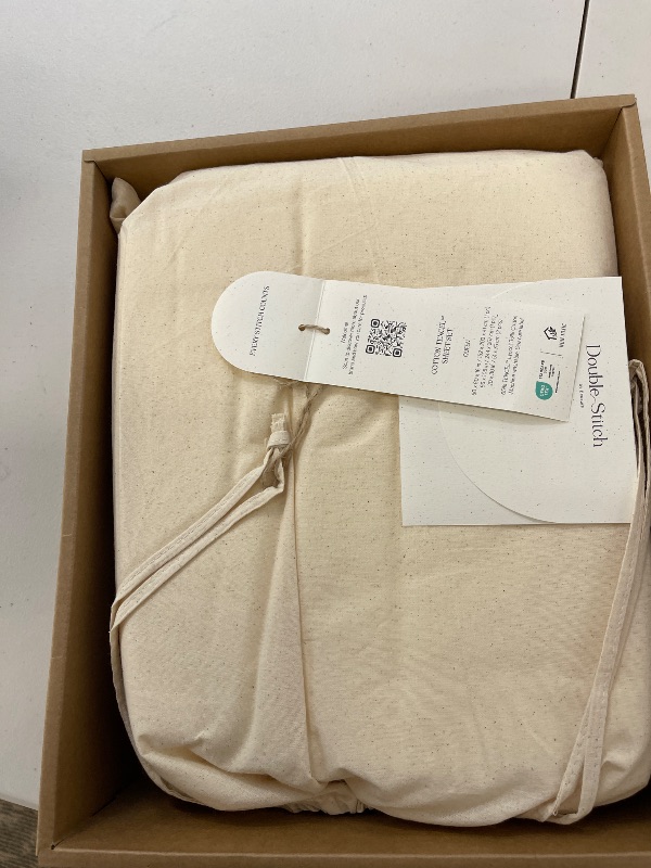 Photo 1 of Double Stitch Cotton Tencel Sheet - Bed Sheets Set Queen Size, 4Pc Luxury Hotel Bedding Set, Soft, Cooling & Breathable for Hot Sleepers, Deep Pocket Up to 16 Inches, Cream