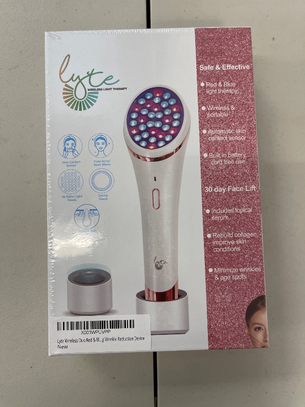 Photo 1 of Lyte Wireless Duo LED Light Therapy Red & Blue Light Therapy Wand for Face Includes Hyaluronic Serum w/Automatic Sensor Wrinkle Reduction Facial Handheld Tool