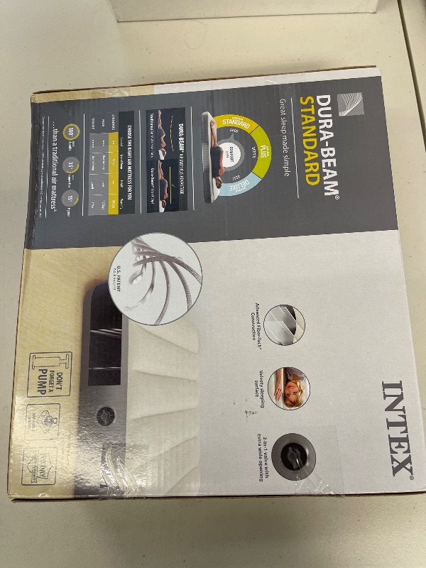 Photo 1 of Intex 64101E Dura-Beam Standard Single-High Air Mattress: Fiber-Tech – Twin Size – 10in Bed Height – 300lb Weight Capacity – Pump Sold Separately