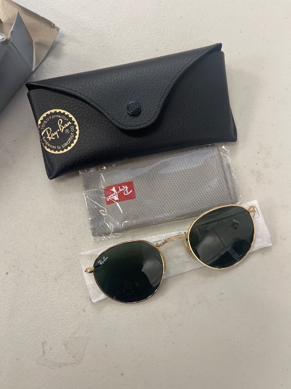 Photo 1 of Ray-Ban RB3447 Round Metal Sunglasses Gold/Green 50mm
