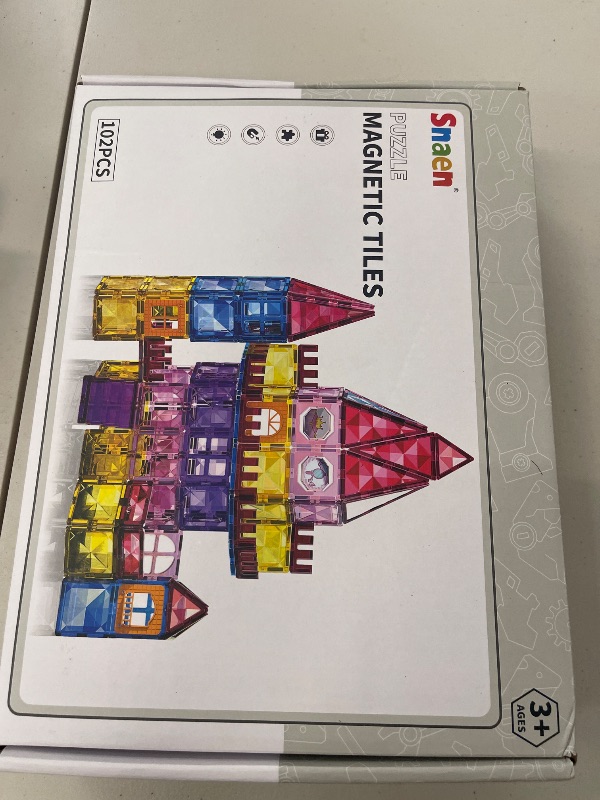 Photo 1 of SNAEN Magnet Building Tiles for Kids Ages 3-5 4-8, 102 Pieces Educational Magnet Toys for 3 4 5 6 7 8 Years Old Boys, 3D Building Blocks, Creative Play for Ages 5-7, Toddler Toy Gifts