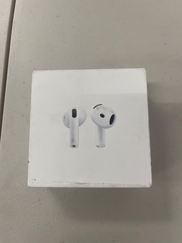 Photo 1 of Apple AirPods 4 Wireless Earbuds, Bluetooth Headphones, Personalized Spatial Audio, Sweat and Water Resistant, USB-C Charging Case, H2 Chip, Up to 30 Hours of Battery Life, Effortless Setup for iPhone