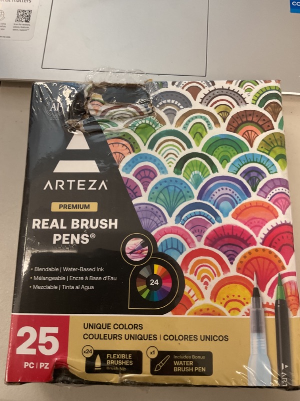 Photo 1 of ARTEZA Watercolor Paint Pens, 24 Watercolor Brush Pens with Flexible Nylon Brush Tips, Paint Markers for Artists, and Beginners