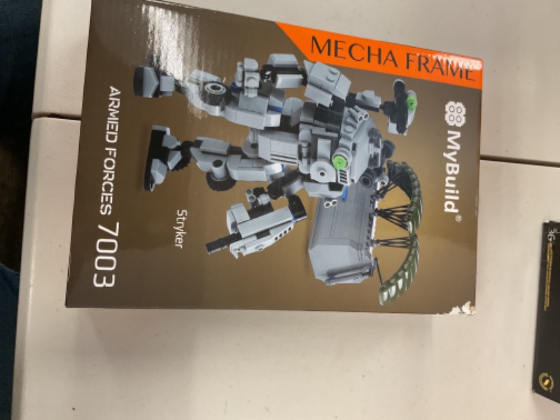 Photo 1 of MyBuild Mecha Frame Armed Forces 7003 - Stryker Mech Light Gray with Commander Weapon Box, Military Themed Building Bricks for Mech Fans, Ages 14 and Up