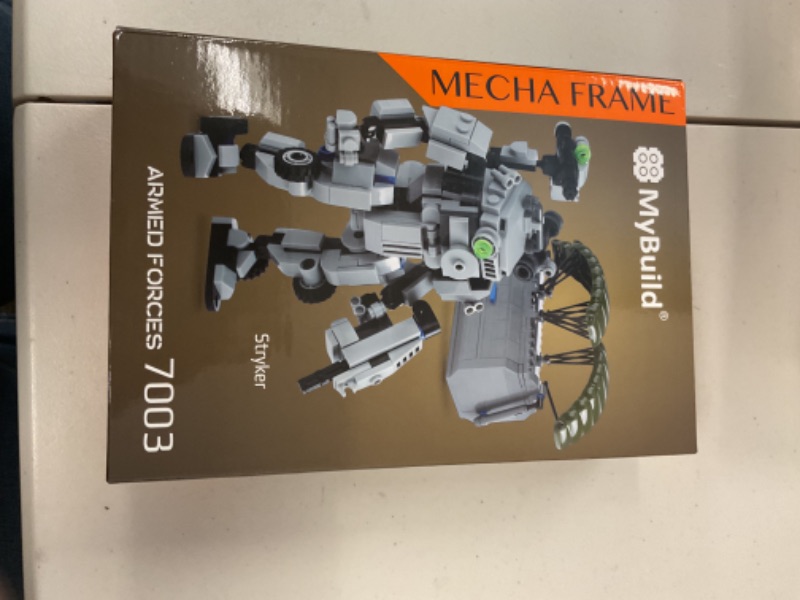 Photo 1 of MyBuild Mecha Frame Armed Forces 7003 - Stryker Mech Light Gray with Commander Weapon Box, Military Themed Building Bricks for Mech Fans, Ages 14 and Up