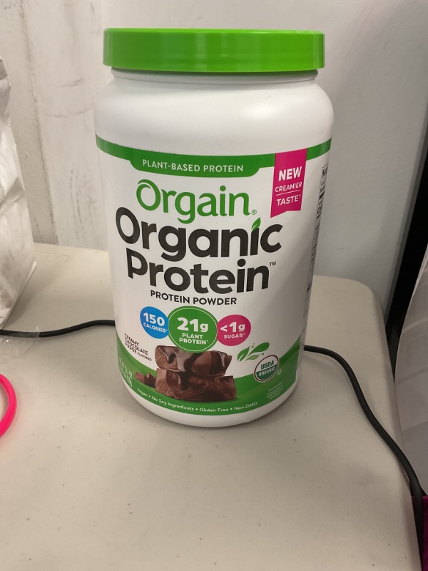 Photo 1 of Orgain Organic Vegan Protein Powder, Creamy Chocolate Fudge - 21g Plant Protein, 6g Prebiotic Fiber, Low Net Carb, No Lactose Ingredients, No Added Sugar, Non-GMO, For Shakes & Smoothies, 2.03 lb