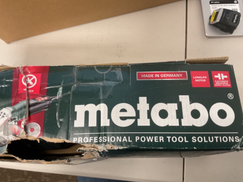 Photo 1 of Metabo 4-1/2-5-Inch Angle Grinder, 11 Amp, 11,000 RPM, Non-Locking Paddle Switch, Made in Germany, WP 11-125 Quick, 603624420, Green