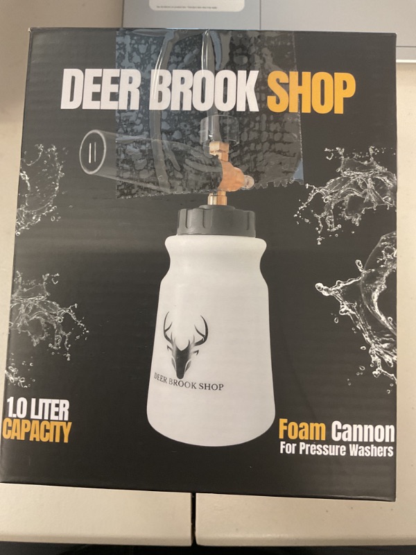Photo 1 of Deer Brook Shop Car Wash Foam Cannon for Pressure Washer, Soap Attachment Gun, Adjustable Snow Foam Blaster, 1/4 Quick Connector and Wide Mouth, 1L Bottle, White