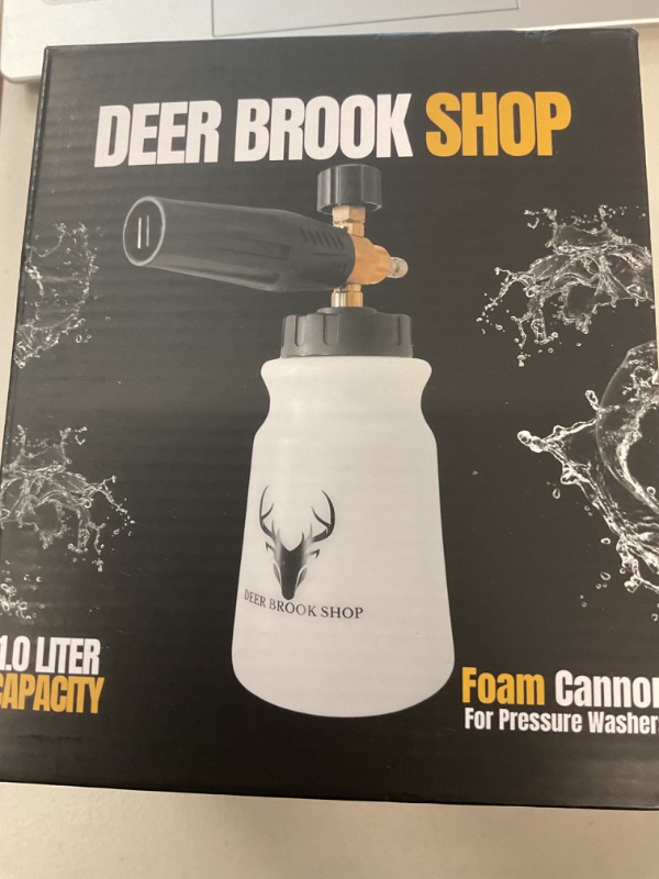 Photo 1 of Deer Brook Shop Car Wash Foam Cannon for Pressure Washer, Soap Attachment Gun, Adjustable Snow Foam Blaster, 1/4 Quick Connector and Wide Mouth, 1L Bottle, White