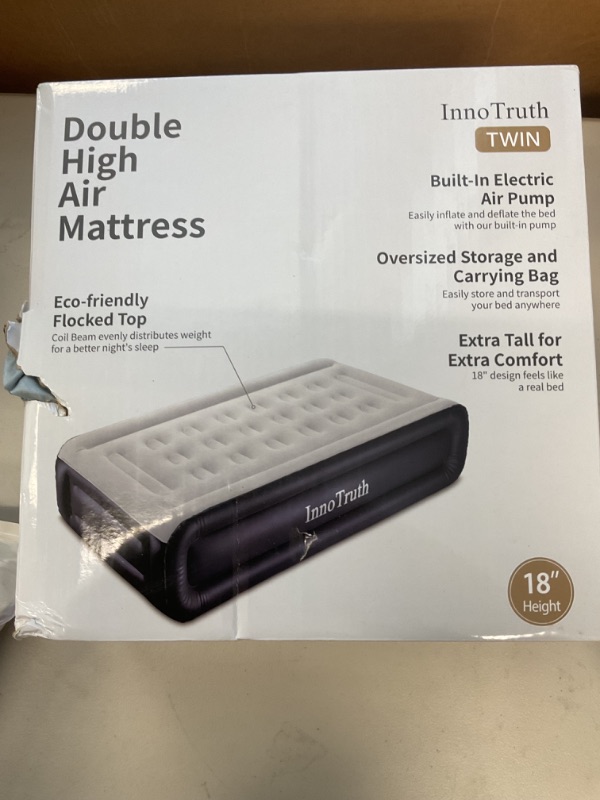 Photo 1 of InnoTruth Raised Air Mattress with Built-in Pump,18in Elevated Inflatable Mattress with Carrying Bag for Home and Camping, Twin Size Blow Up Bed?Black