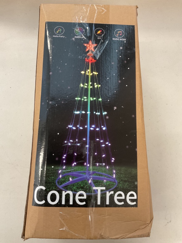 Photo 1 of Minetom 6 Ft Smart Christmas Cone Tree, 118 C6 LED Lights with Star Topper, Music Sync, App & Remote Control, DIY Lighting, Timer, Waterproof for Indoor/Outdoor Decorations