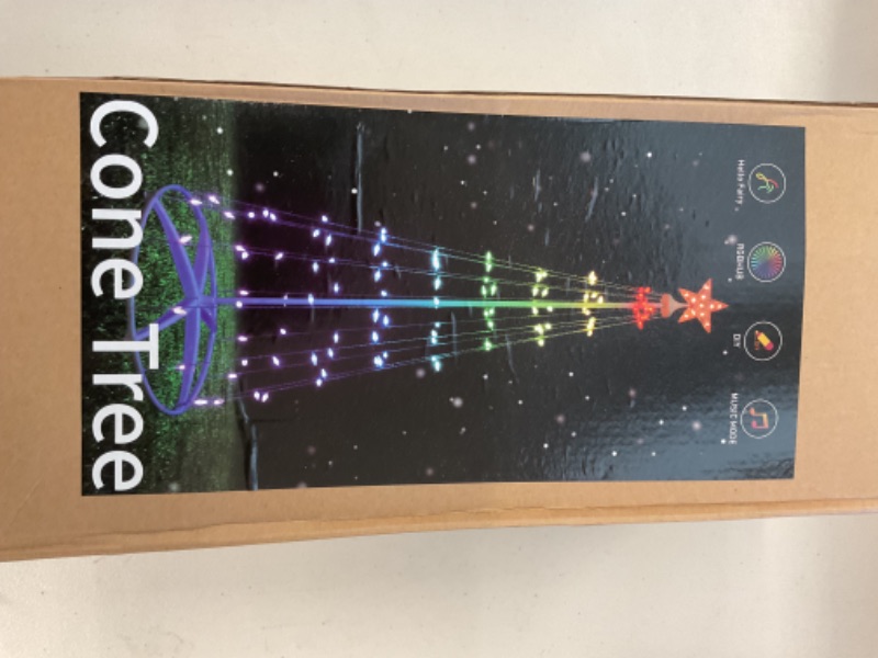 Photo 1 of Minetom 6 Ft Smart Christmas Cone Tree, 118 C6 LED Lights with Star Topper, Music Sync, App & Remote Control, DIY Lighting, Timer, Waterproof for Indoor/Outdoor Decorations