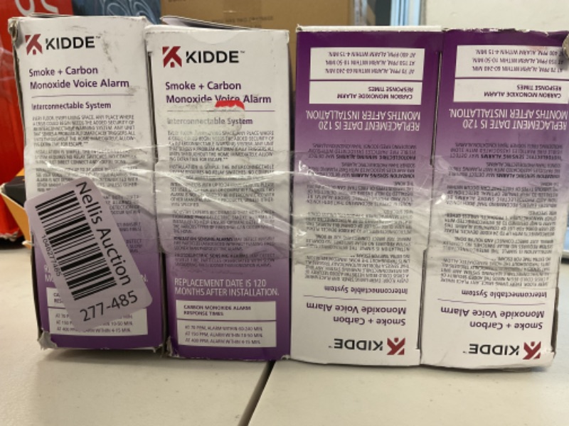 Photo 1 of Kidde Hardwired Smoke & Carbon Monoxide Detector, 10-Year Battery Backup, Voice Alerts, Interconnectable LED Warning Light Indicators, 4 Pack