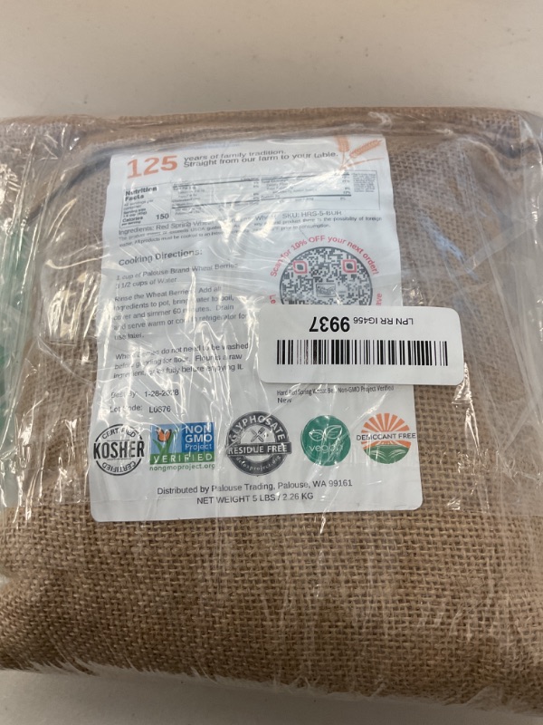 Photo 1 of Certified Glyphosate Residue Free Hard Red Spring Wheat Berries | 5 LBS | 100% Non-Irradiated | Certified Kosher Parve | USA Grown | Non-GMO Project Verified