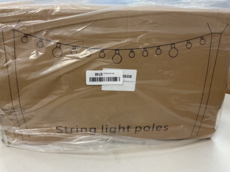 Photo 1 of 10Ft String Light Poles 4 Pack,Light Poles for Outside Lights,Outdoor with Fence Brackets Hanging Lights,Metal Stand Deck Patio Backyard