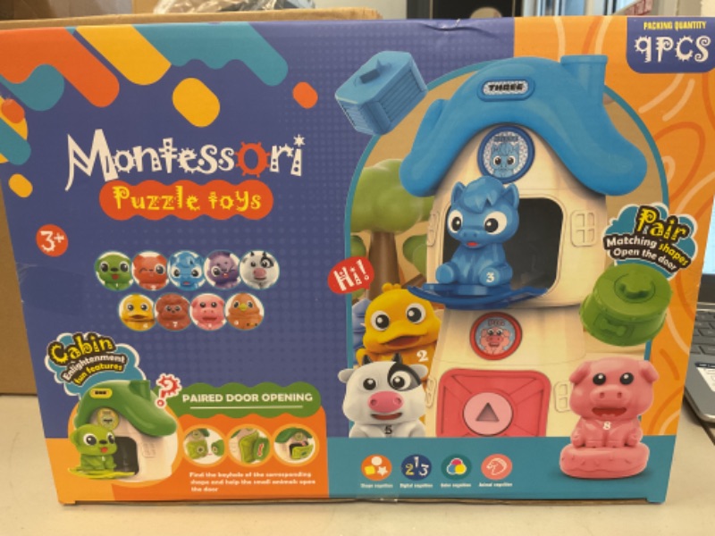 Photo 1 of Montessori Learning Toys for Toddlers 1 2 3 Years Old, Farm Animals and Stacking Barn Set for Baby Boy Girl Birthday, Number Matching, Shape Sorting and Fine Motor Skills Games