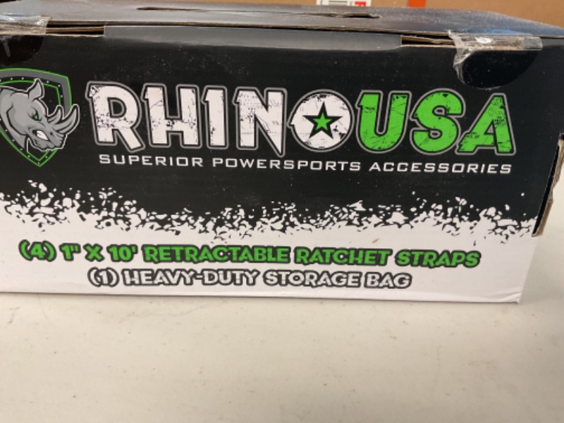 Photo 1 of Rhino USA Retractable Ratchet Straps (4-Pack) - 1 Inch x 10 Feet (1,209lb Break Strength) - Heavy Duty Auto Self Retracting Tie Down Straps for Truck, Cargo Trailer, Motorcycle, Rad & More - Black