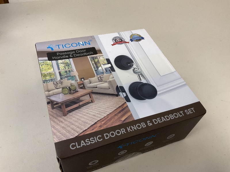 Photo 1 of TICONN Round Door Knobs, Ball Door Knob with Dead Bolt, Door Handle Lock for Indoor Doors (1-Pack, Deadbolt with Passage Knob, Matte Black)