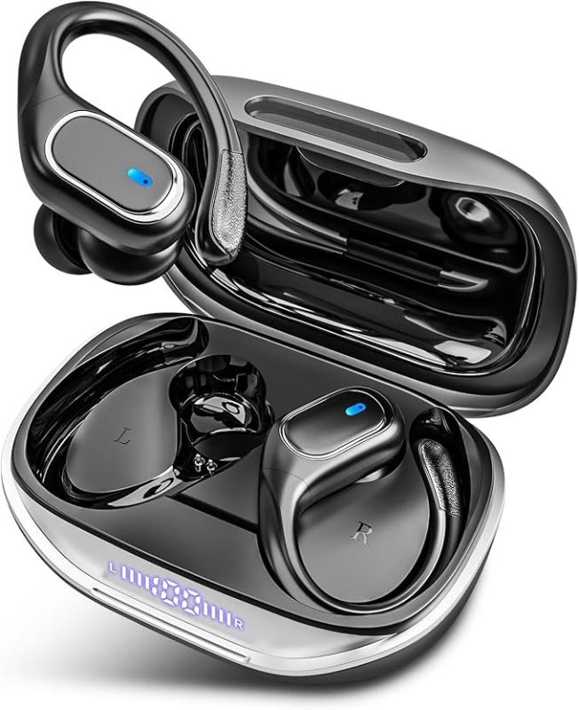 Photo 1 of Wireless Earbuds Bluetooth Headphones 80Hrs Playtime Ear Buds IPX7 Waterproof Sports Earphones Wireless Charging Case Over-Ear Earhooks Headest - Black